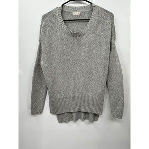 Harper Heritage Size Small Sweater Gray‎ White Open Weave Suede Elbow Patch